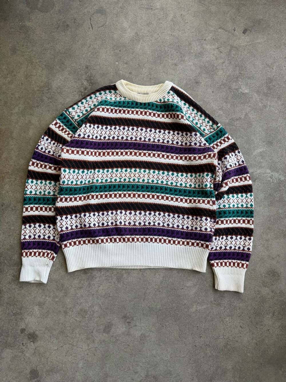 Vintage Christopher Hayes 100% Cotton Fair Isle Pattern Sweater Size L